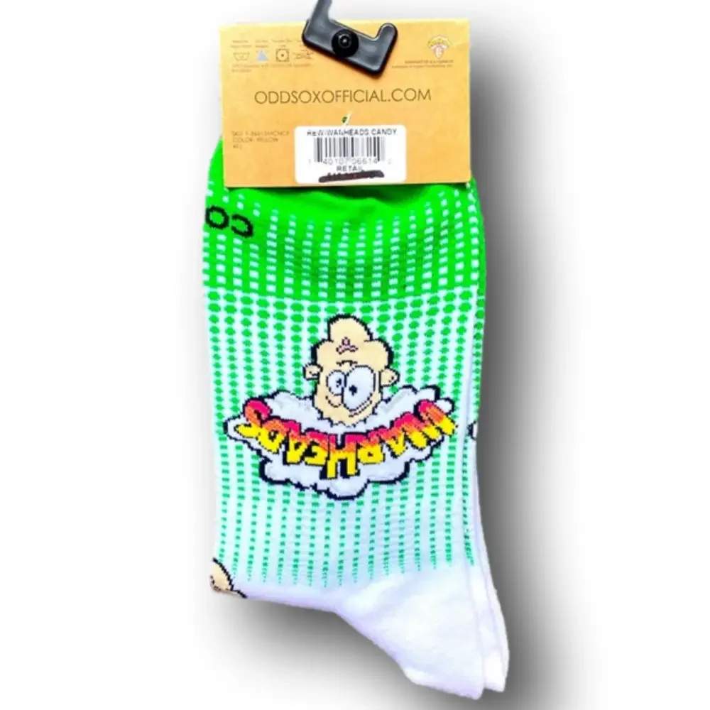 3/$20 Warheads Retro Candy Funny Novelty Crew Socks - Brand New
